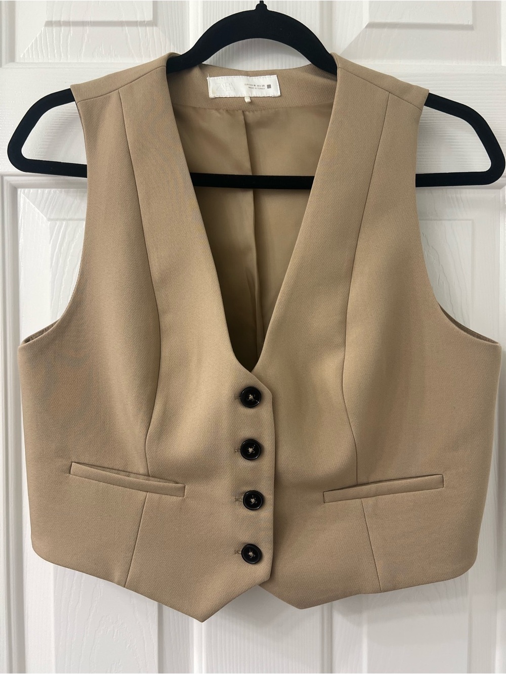 Zara Beige Tailored Sleeveless Vest